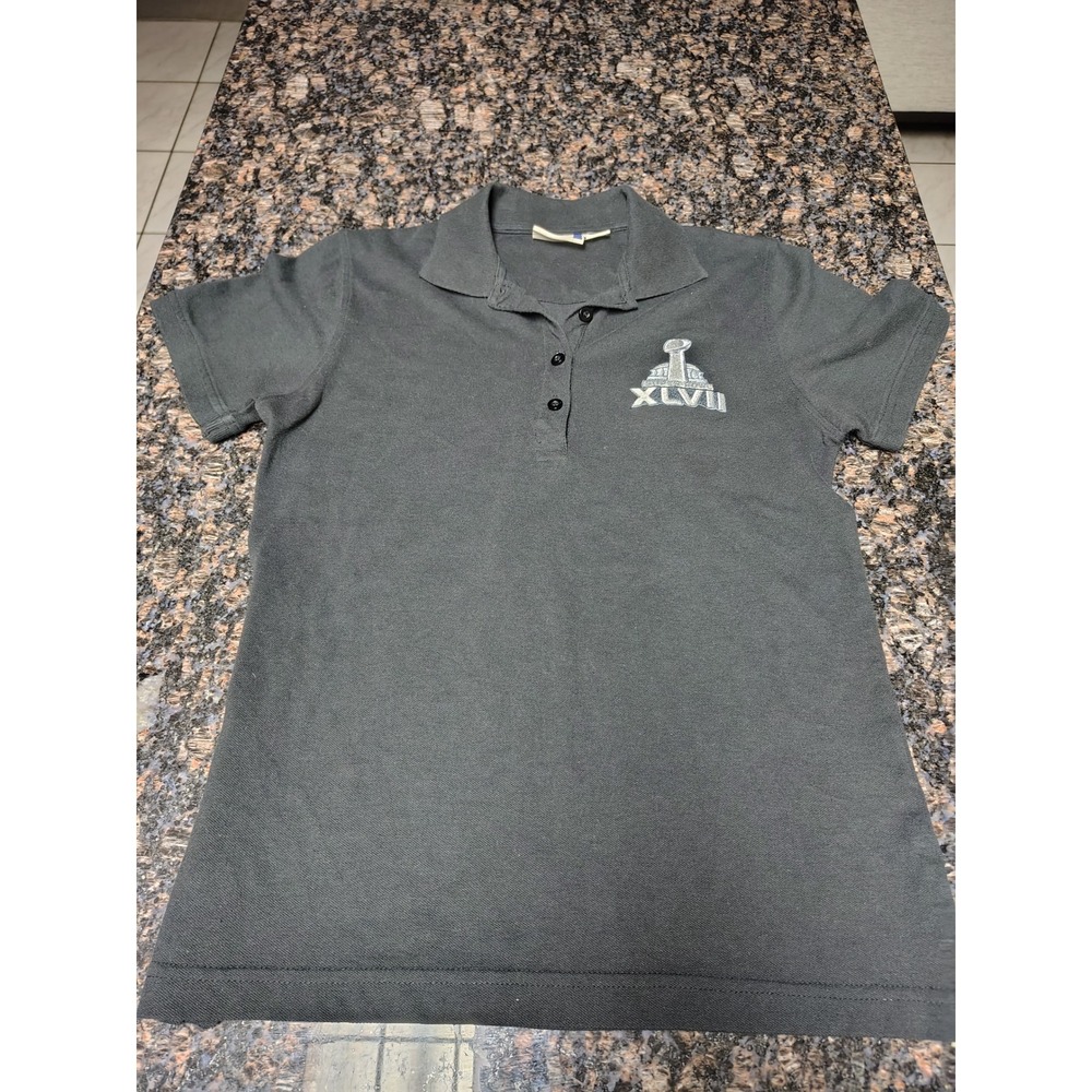 Clique Super Bowl XLVII Embroidered Polo Shirt Charcoal Grey Womens Small
